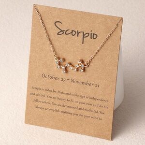 **SCORPIO* Gold x Rhinestone Constellation Pattern Shape Fashion Necklace
